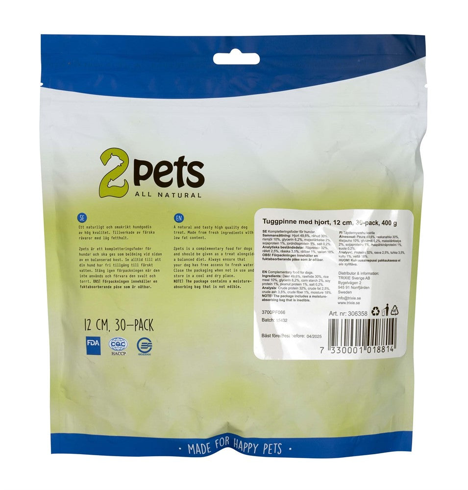 2pets Tuggpinne Mald med Hjort 30-pack
