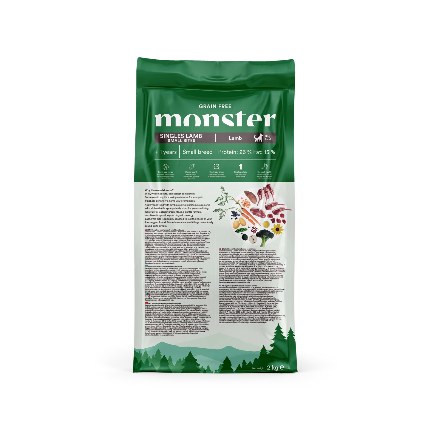 Monster Grain Free Adult Singles Lamb Small Bites