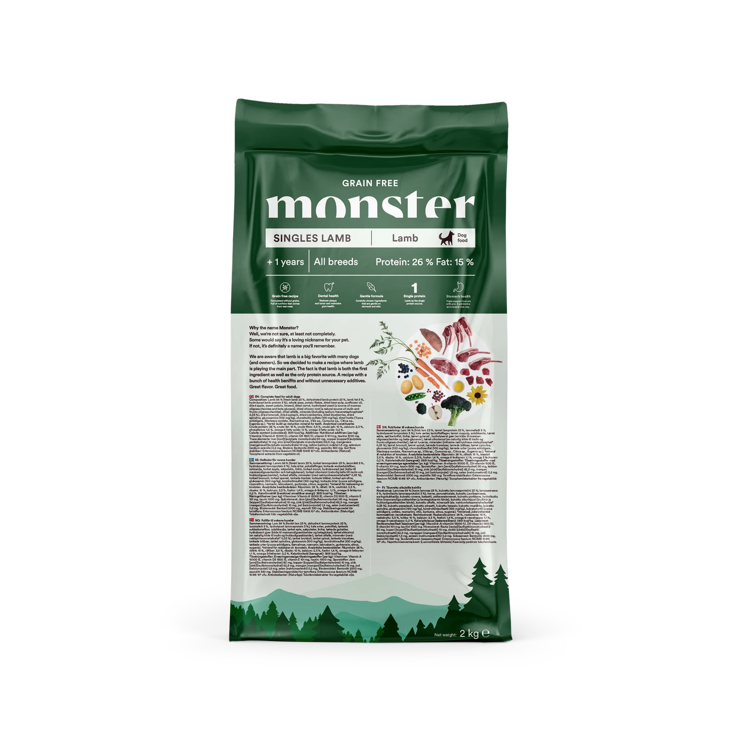 Monster Grain Free Adult Singles Lamb