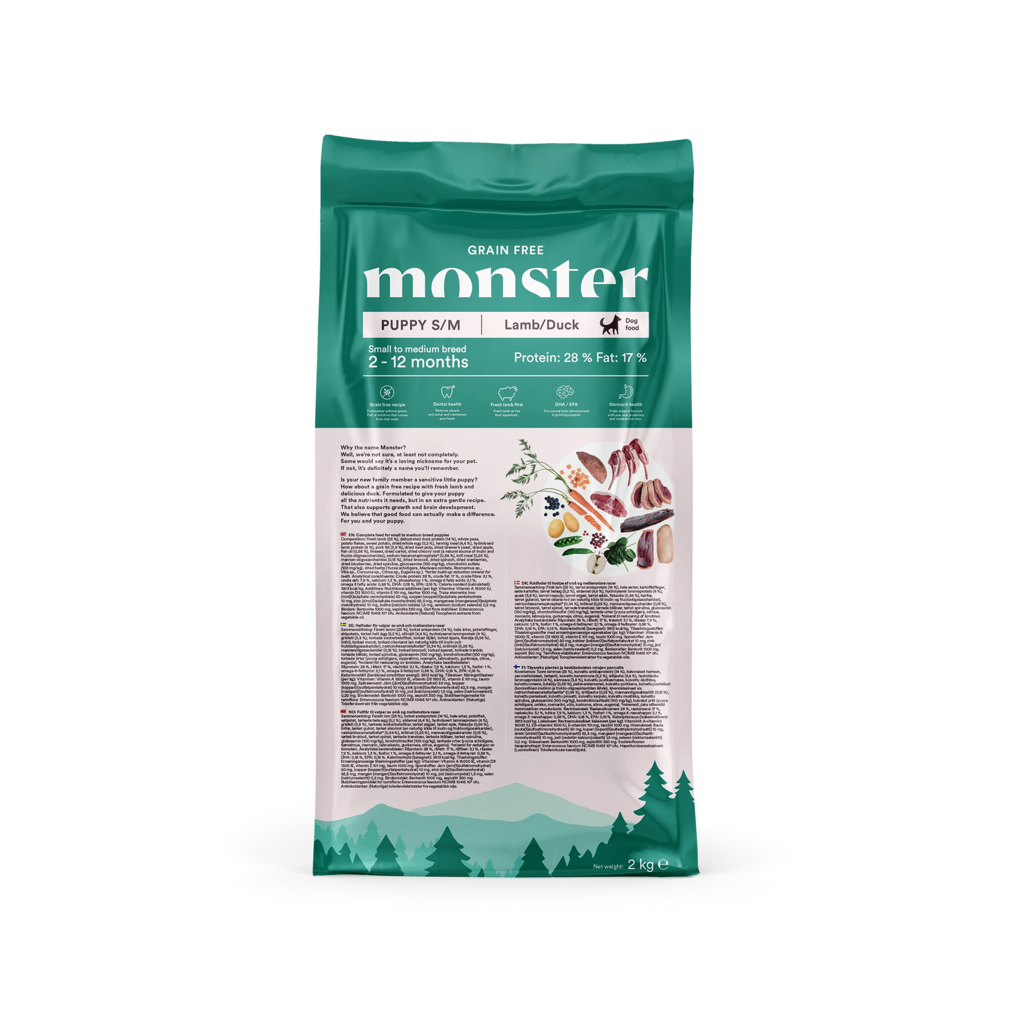 Monster Grain Free Puppy Lamb/Duck S/M