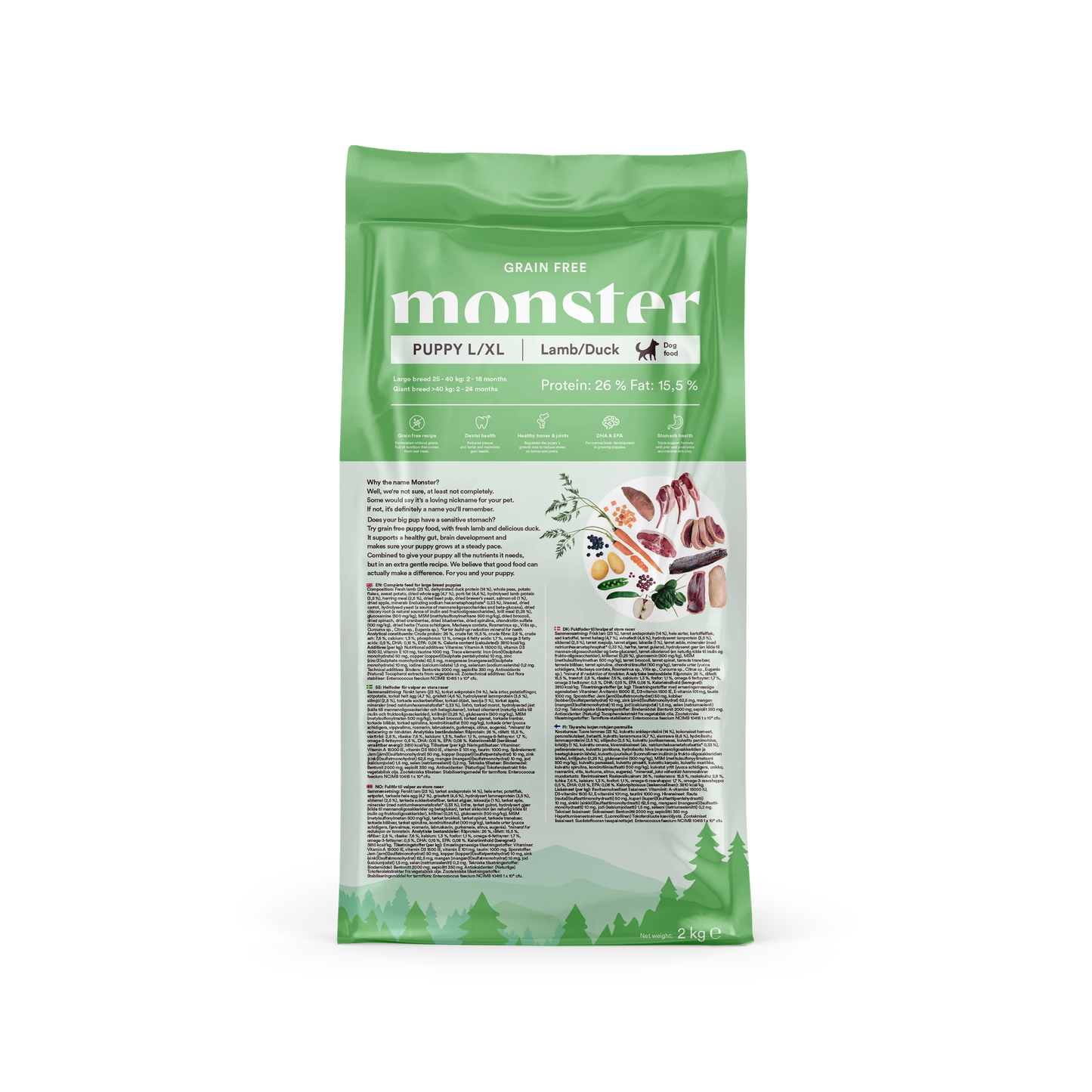 Monster Grain Free Puppy Lamb/Duck L/XL