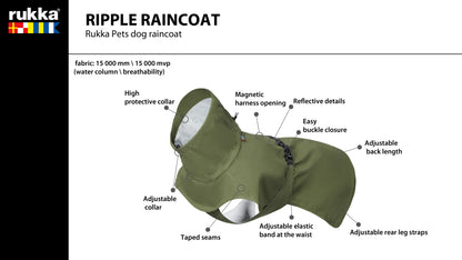 Rukka Pets Ripple Raincoat Army Green