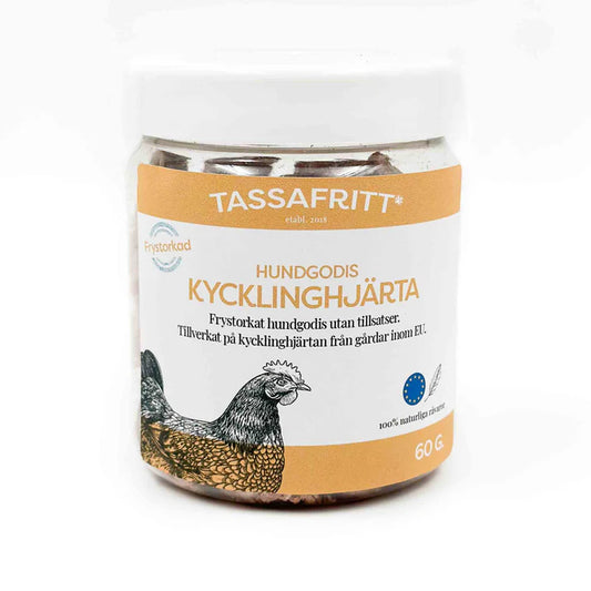 Tassafritt Frystorkat Kycklinghjärta