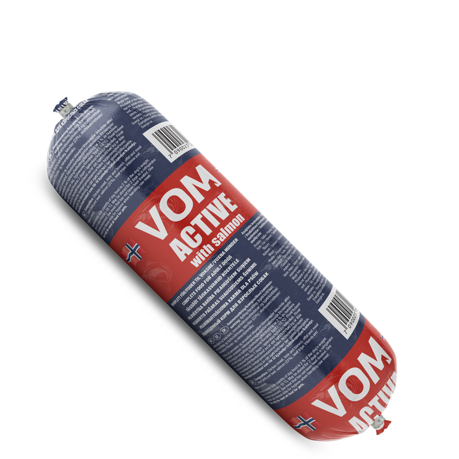 VOM og Hundemat Active Salmon Korv